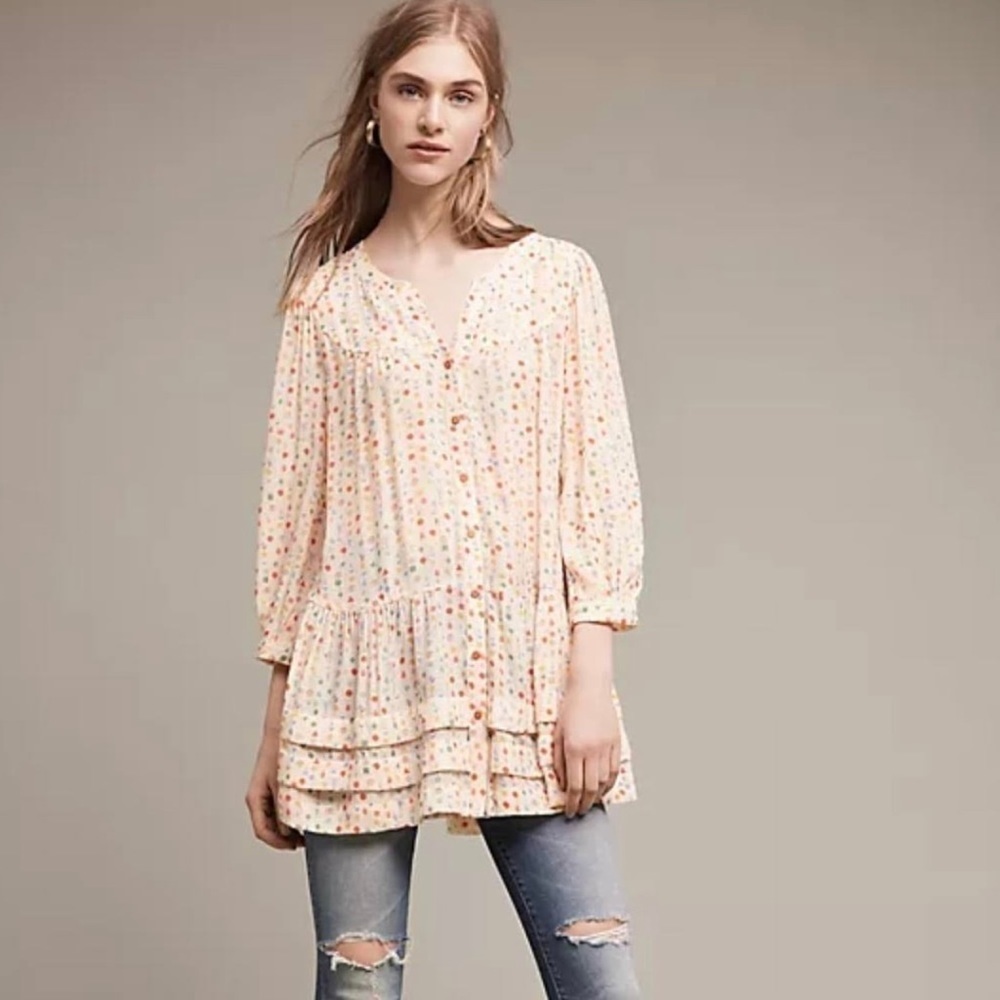 Maeve | Geometric tiered ruffled tunic | xxs​​